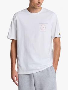 Хлопчатобумажная спортивная футболка с графическим рисунком обычного покроя Lyle & Scott, цвет White/Orange