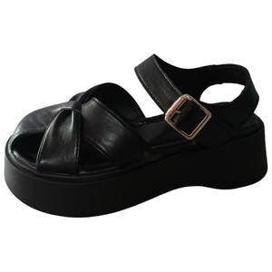 Сандалии с одним ремешком 4 см женские WUJI, Black