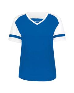 Женская футболка Triblend Fanatic 2.0 с V-образным вырезом Augusta Sportswear, цвет royal/ white
