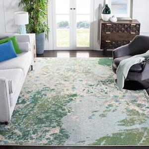Ковер SAFAVIEH, 305 x 427 см, Madison Collection, Green & Blue, современный абстрактный дизайн, не линяет и прост в уходе, идеален для помещений с высокой проходимостью в гостиной, спальне (MAD499X)