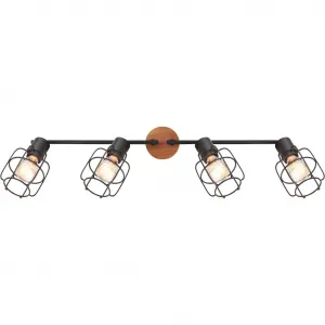 Потолочный светильник WILLA E27 1 шт. Потолочный спот/дерево/черный/подвижный/коридор/гостиная/спальня Globo Lighting, черный