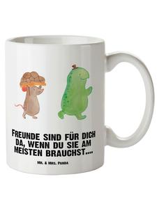 Кружка XL с черепахой и мышкой с надписью на белом фоне Mr. & Mrs. Panda