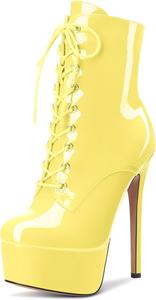 Женские ботильоны Castamere на высоком каблуке с платформой, шнуровкой, молнией, заостренным носком и каблуком-стилетто 6 дюймов, Yellow