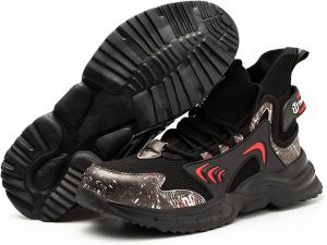 Ботинки WCXTY для мужчин с стальным носком, повседневные удобные композитные защитные туфли для мужчин, высокие ботинки для защиты голеностопа с антиударным стальным носком, противоскользящие (Цвет: серый)