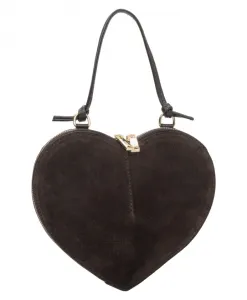 Маленькая сумочка в форме сердца из велюра. Estro, коричневый