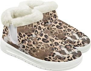 Женские тапочки-сапожки с плюшевой подкладкой, мемори-фоам, для дома и улицы, зимние сапожки, уютные, с противоскользящей подошвой, ботильоны Chririnla, Artistic Leopard Print
