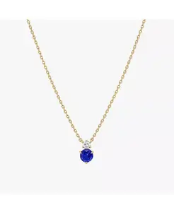 Ожерелье с двумя камнями-зодиаками, покрытое 14-каратным золотом, идея для личного подарка на праздник Bearfruit Jewelry, sapphire