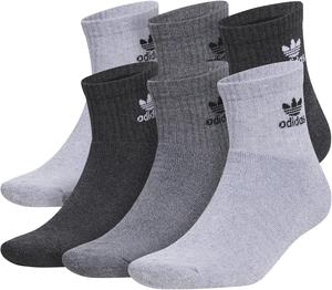 Носки Adidas Originals Originals Trefoil Quarter, 6 пар, Grey/Onix Grey/Black