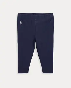 Детские леггинсы для девочек из эластичного трикотажа с лошадкой Polo Ralph Lauren, темно-синий