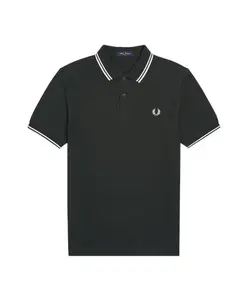 Зеленая рубашка-поло с двойной полосой Fred Perry, зеленый