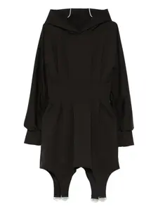 Мини-платье Cairo с капюшоном и присборенной талией HAMZA, черный
