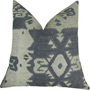 Thomas Collection Подушка декоративная синяя серая с племенным узором Light Dark Blue Tribal