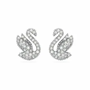 Серьги-гвоздики «Лебедь», белый цвет