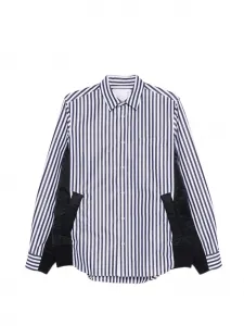 Рубашка с панелями и полосатым узором SACAI, белый