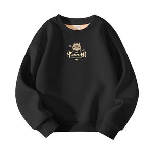 Детский свитшот с круглым вырезом утепленный WARRIOR, черный/h new year prosperity