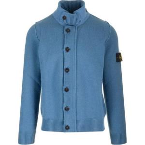 Кардиган с вязаным логотипом STONE ISLAND, синий