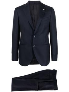 Костюм из вирджинской шерсти с однобортным пиджаком LUIGI BIANCHI MANTOVA, синий