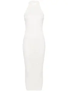 Платье миди в технике кроше BALMAIN, белый