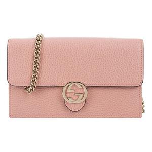 Сумка logo double g leather woc chain shoulder messenger bag pink classic Gucci, розовый