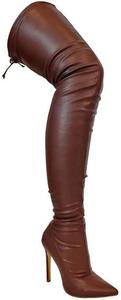 Женские ботфорты Liliana из искусственной кожи с острым носком и тонким каблуком, Brown Pu-50