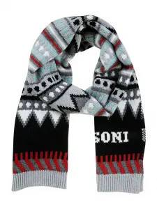 Шерстяной шарф с геометрическим узором Missoni, черный