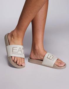 Шлепанцы с логотипом Armani EA7 бежевого цвета