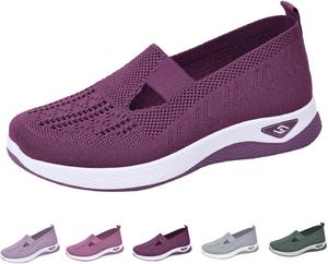 Женские ходовые кроссовки ортопедические с носком, слипоны, плетеные, дышащая сетка, медицинская обувь, рабочие кроссовки с воздушной подушкой, спортивная обувь Generic, Dark Purple