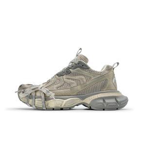 BASLS Баше серия легкие утолщенные кроссовки на платформе низкие унисекс бежевые потертые на шнуровке, цвет Beige Distressed Lace-Up