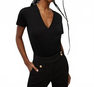 Футболка Cindy с V-образным вырезом, черная Veronica Beard, черный