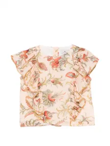 Блузка с цветочным принтом и воланами ETRO KIDS, оранжевый