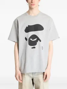 Футболка из хлопка с графическим принтом A BATHING APE, серый