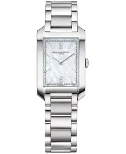 Женские часы Swiss Hampton со стальным браслетом и бриллиантовыми вставками, 35x22 мм Baume & Mercier