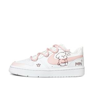 Nike Низкие детские кроссовки для скейтбординга Court Borough, розовые, белые, подростковые