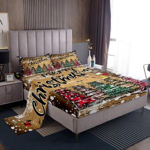 Erosebridal Комплект постельного белья Xmas с новогодним принтом сосны для детей, Red Green