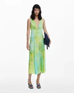 Платье с пуговицами в принт Desigual, зеленый