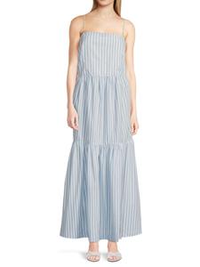 Платье макси из хлопка в полоску rag & bone, цвет Light Blue Stripe