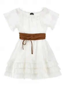 Ярусное платье с оборками Monnalisa, белый