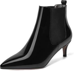 Женские офисные ботильоны SKYSTERRY с заостренным носком, лакированные, модные, невысокий каблук 2 дюйма, Black