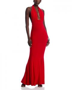 Крестообразное платье-русалка с запахом на шее Norma Kamali, красный