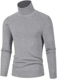 Мужской свитер с высоким воротником, корейский, свободный, однотонный