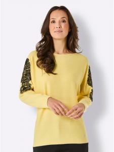 Свитер с рукавами 3/4 лимонного и черного цветов creation L