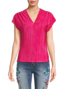 Топ с плиссированным V-образным вырезом Renee C., цвет Dark Fuchsia