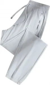 Мужские и женские спортивные брюки больших размеров - легкие брюки для бега, свободные брюки унисекс из эластичной ткани, длинные повседневные брюки с карманами на молнии, брюки для активного отдыха, однотонные, летние брюки, уличная одежда, A05grey