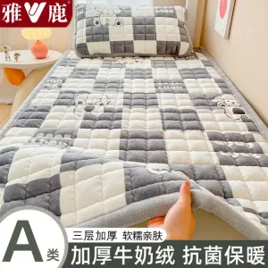 Yalu Наматрасник 150х200 см, молочный велюр, трехслойный утепленный