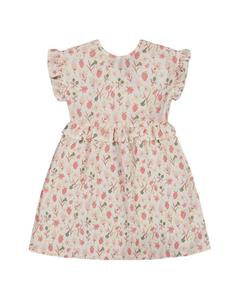 Детское платье из пестроткани с цветочным принтом и рюшами - Little Kid Deux par Deux, белый