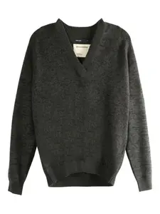 Меланжевый свитер с V-образным вырезом Frenckenberger, серый