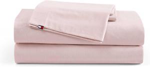 Tommy Hilfiger Комплект постельного белья, 160x200 см, из мягкого хлопкового шамбре: простыня, натяжная простыня, наволочки, легкий, с глубокими карманами, розовый