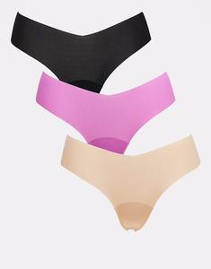 Комплект из 3 бесшовных стрингов разных цветов Commando, мультиколор