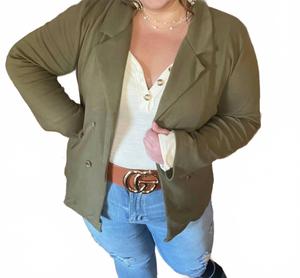 Двубортный блейзер с имитацией жакета оливково-зеленого цвета Culture Code, оливково-зеленый