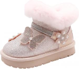 Зимние сапожки для девочек с меховой подкладкой, теплые ботинки, удобные, легкие, на низком каблуке, для холодной погоды JEUROT, Red